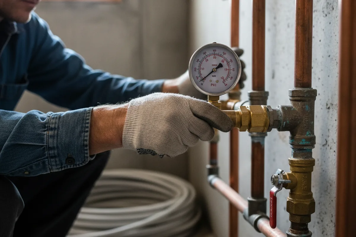 Pressure testing a repaired line during Water Line Repair in Glasford